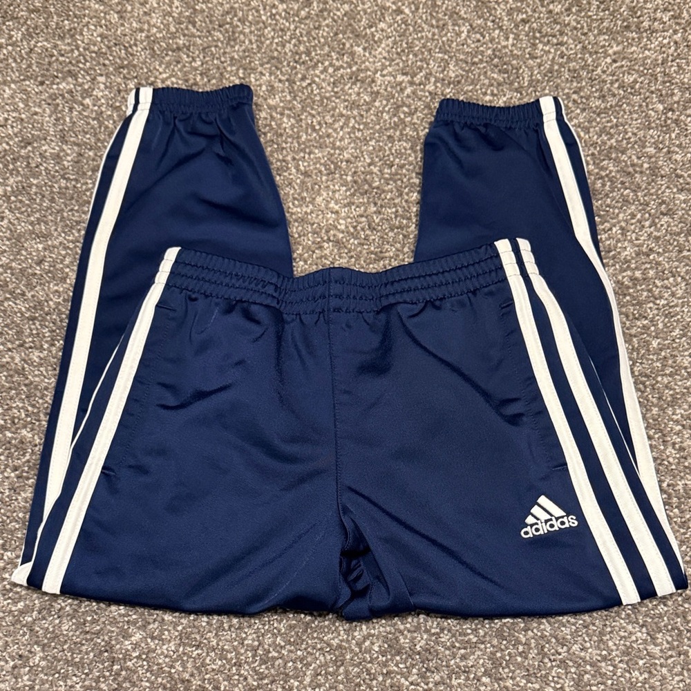 Adidas Kids Dark Blue Joggers with White Stripes